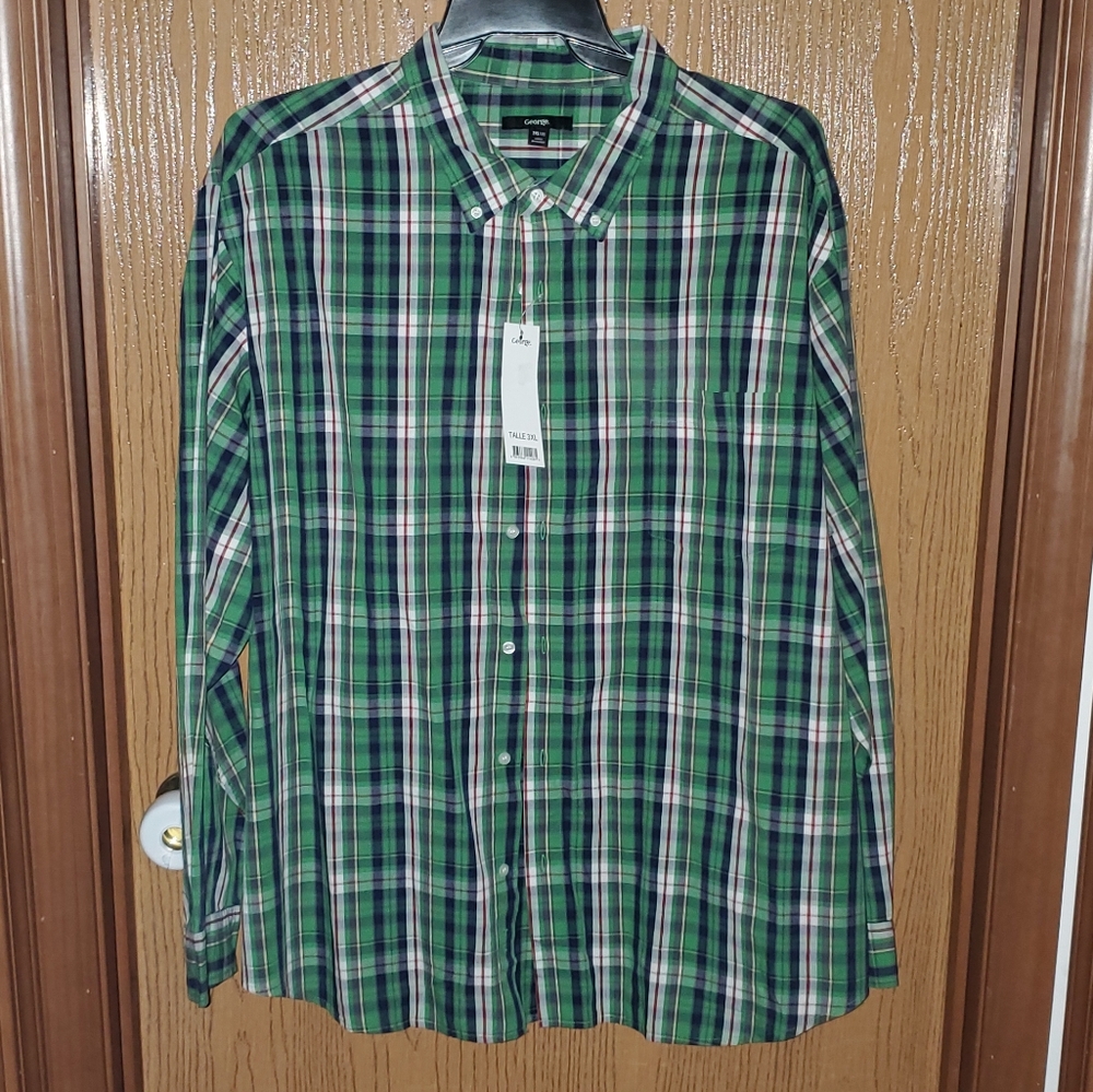 George long sleeve plaid poplin shirt.  Size 3XL NWT